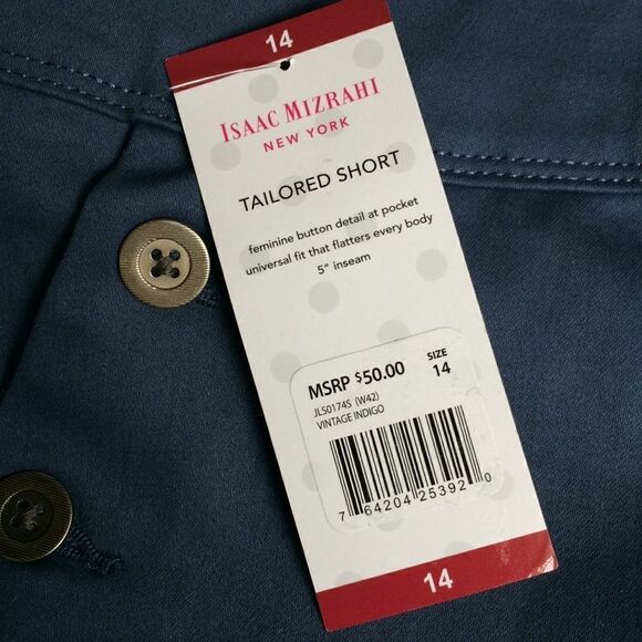 NWT Isaac Mizrahi NY Vintage Indigo Tailored Short - Picture 7 of 11